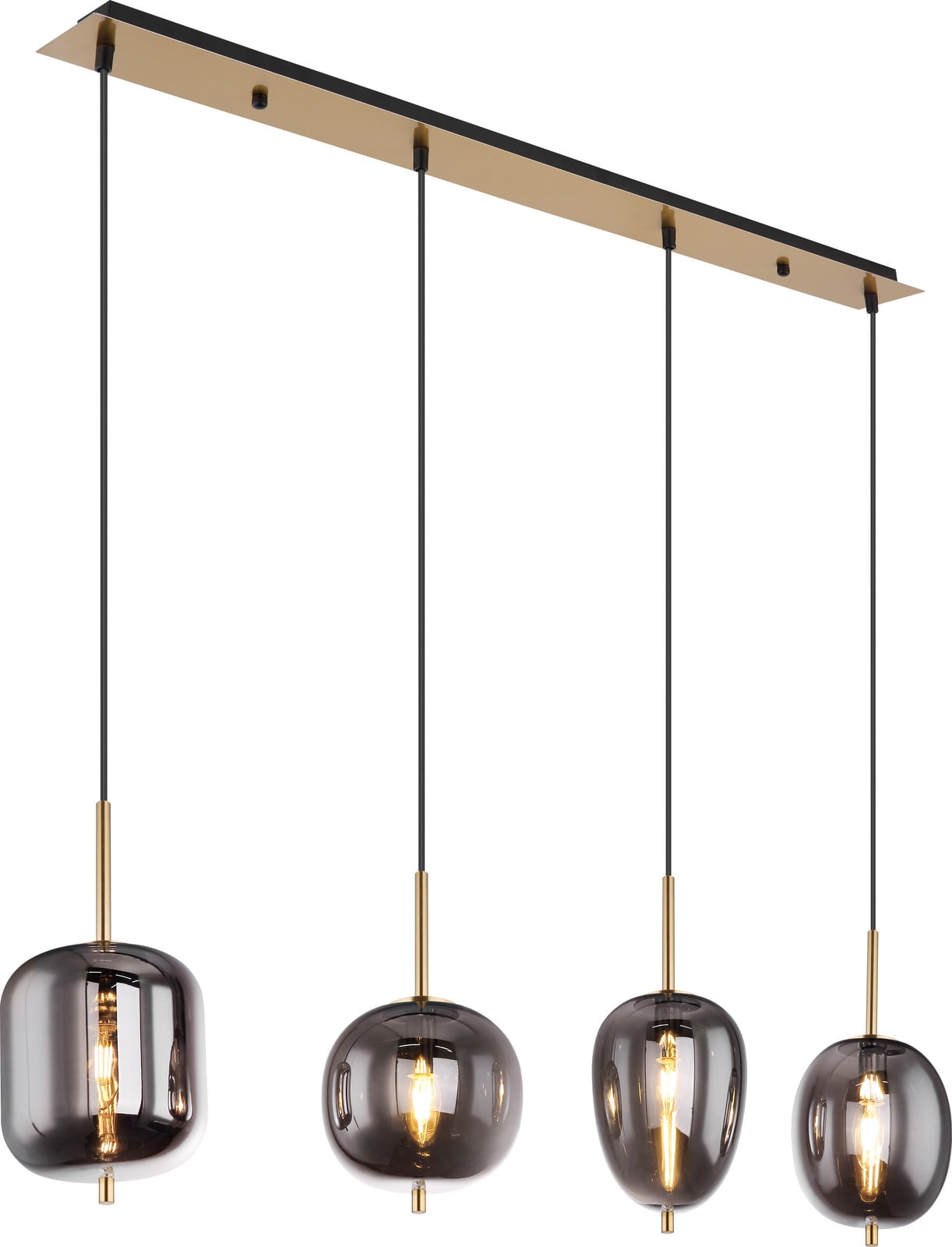 Globo Lighting Blacky I Hanglamp 4-lichts in goud/messing en grijs