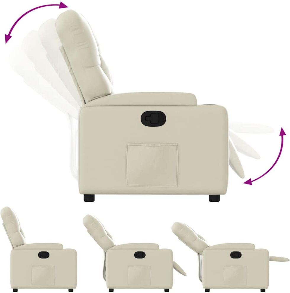vidaXL Fauteuil inclinable Crème Similicuir