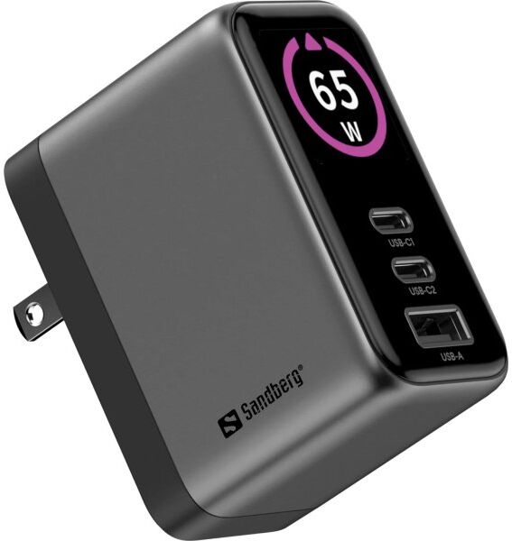 Sandberg Rejseoplader Pd65w Display, Sort