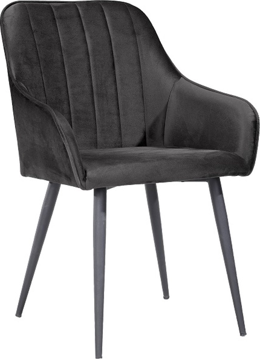 Soof & Tess Modena Eetkamerstoel met armleuning - Zwart Fluweel - Industrieel