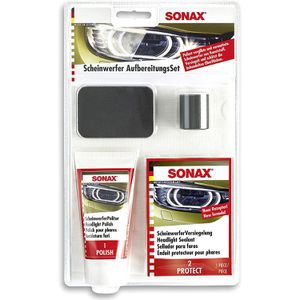 Sonax Scheinwerfer-Aufbereitung 04059410, Set, manuelle Aufbereitung, für Kunststoffscheinwerfer, 28-teilig