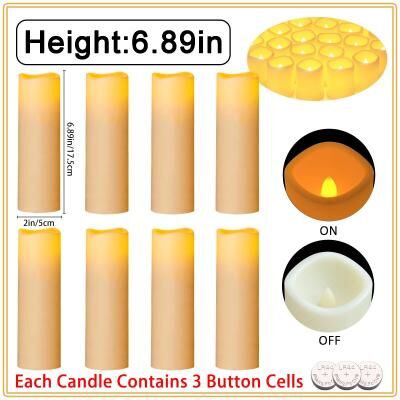 Uplifted Finds 10 To 60 Pcs LED Flameless Pillar Candles Flickering Candlelight Set For Weddings Concerts And Party Decor 6.89in 17.5cm 30 Pcs