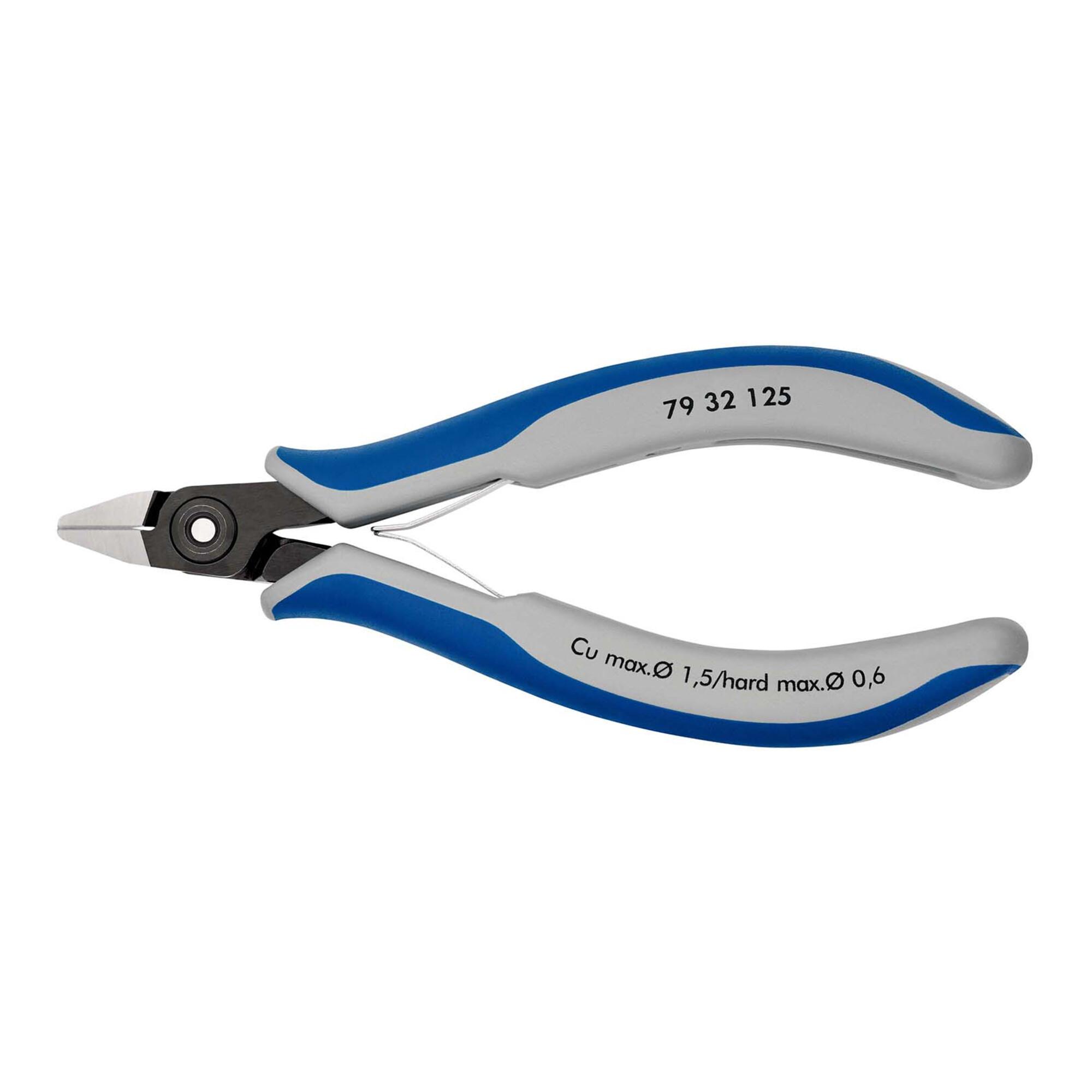 KNIPEX 79 32 125 Präzisions-Elektronik-Seitenschneider mit Mehrkomponenten-Hüllen brüniert 125 mm)