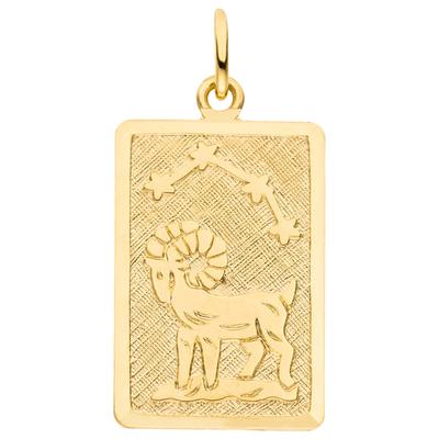 Sternzeichenanhänger JOBO "Sternzeichen eckig mit Sternbild 20 mm", gold (gelbgold 333), Schmuckanhänger, Damen, Widder, Gelbgold 333, 8 Karat 333 Gold