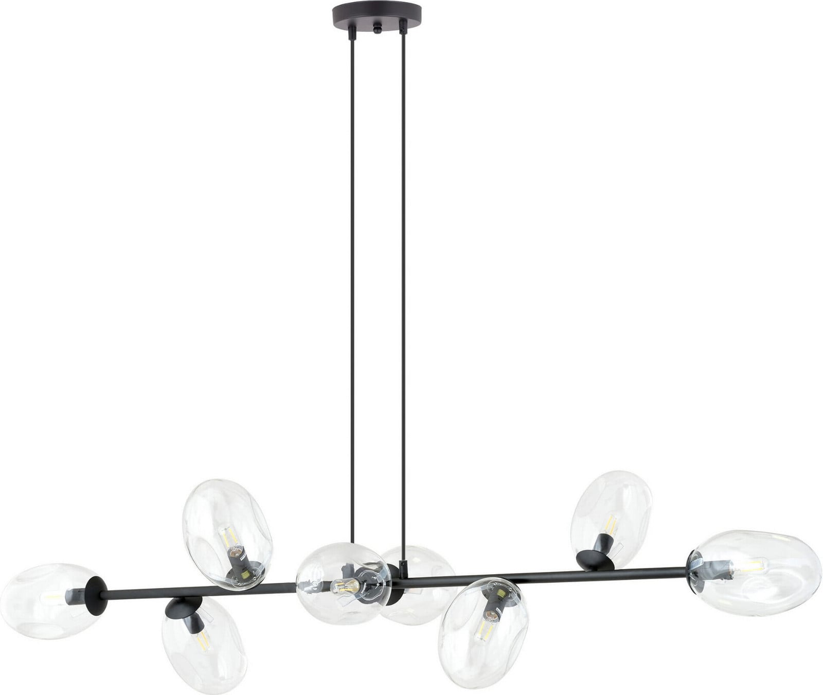 Emibig Lighting Hanglamp Pandora 1262/8 met 8 transparante lampenkappen en 8xE14 10W
