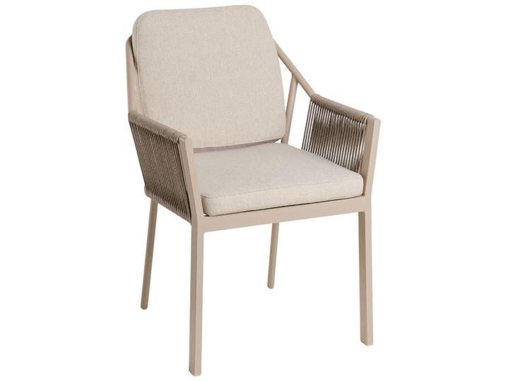 Tierra Outdoor Stapelsessel, Creme, Champagner, Metall, Textil, Füllung: Komfortschaum, eckig, 58x81x61 cm, stapelbar, wetterbeständig, lichtecht, Gartenmöbel, Gartenstühle, Gartenstühle stapelbar
