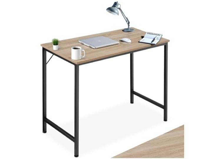 tectake® Schreibtisch, Computertisch, Bürotisch, PC Tisch, Möbel für Arbeitszimmer, Home Office, Büro, Kleiner Schreibtisch, Tischgestell mit Tischplatte - Industrial Holz hell, Eiche Sonoma, 80 cm