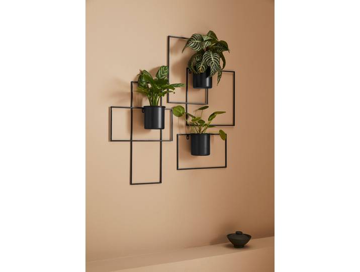 Wanddekoobjekt Malvina, für Deine individuelle Wandgestaltung , schwarz, B:49,5cm H:55cm T:14cm, Metall, LEGER HOME BY LENA GERCKE, Wanddekoobjekte, Wanddekoobjekt, 3 tlg.Set aus Metall mit jeweils 1 Blumentopf (herausnehmbar)
