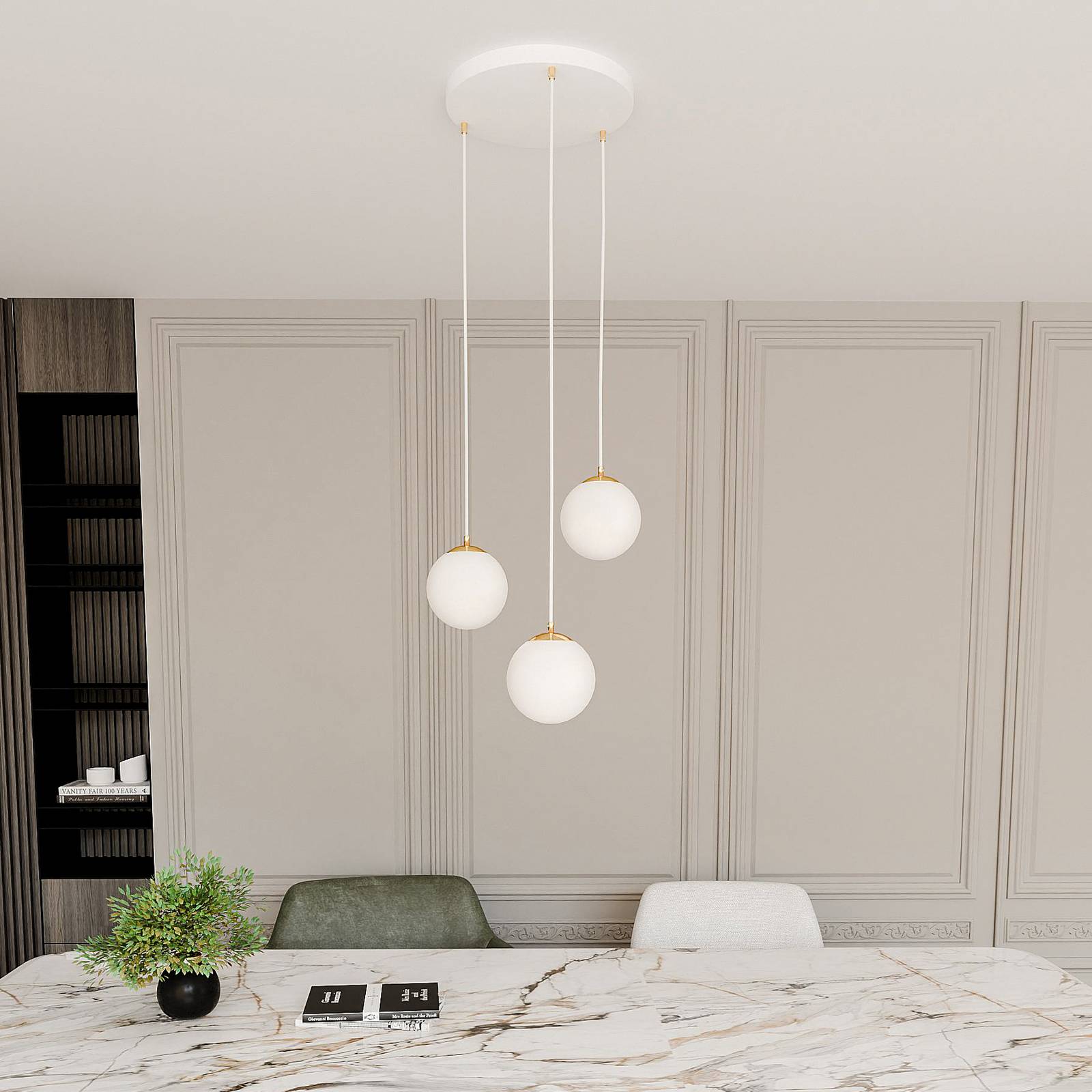 Glass Pendant Light Royal EMIBIG LIGHTING, dimmable, White / opal, Living / Dining Room, Modern, Ceiling Light
