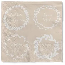 Serviette aus recycled Tissue, Duncan, 24 x 24 cm, 150 Stück - Mank - Weihnachtsserviette Cocktail-Serviette