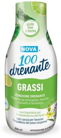 Nova argentia Nova 100 Drenante Grassi Gusto Lime e Menta Integratore Liquido 300 ml