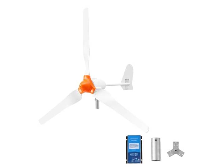 VEVOR Éolienne 24 V 1200 W Kit Générateur Éolien Contrôleur Éolien-solaire pour Camping-car\, Bateau\, Maison\, Ferme\, Synchrone Triphasé AC à Aimants Permanents Stable\, avec 3 Pales\, Mât Non Inclus