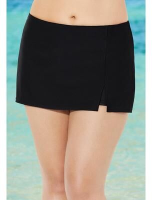 Plus Size Women's Side Slit Swim Skort by Swimsuits For All in Black (Size 20)