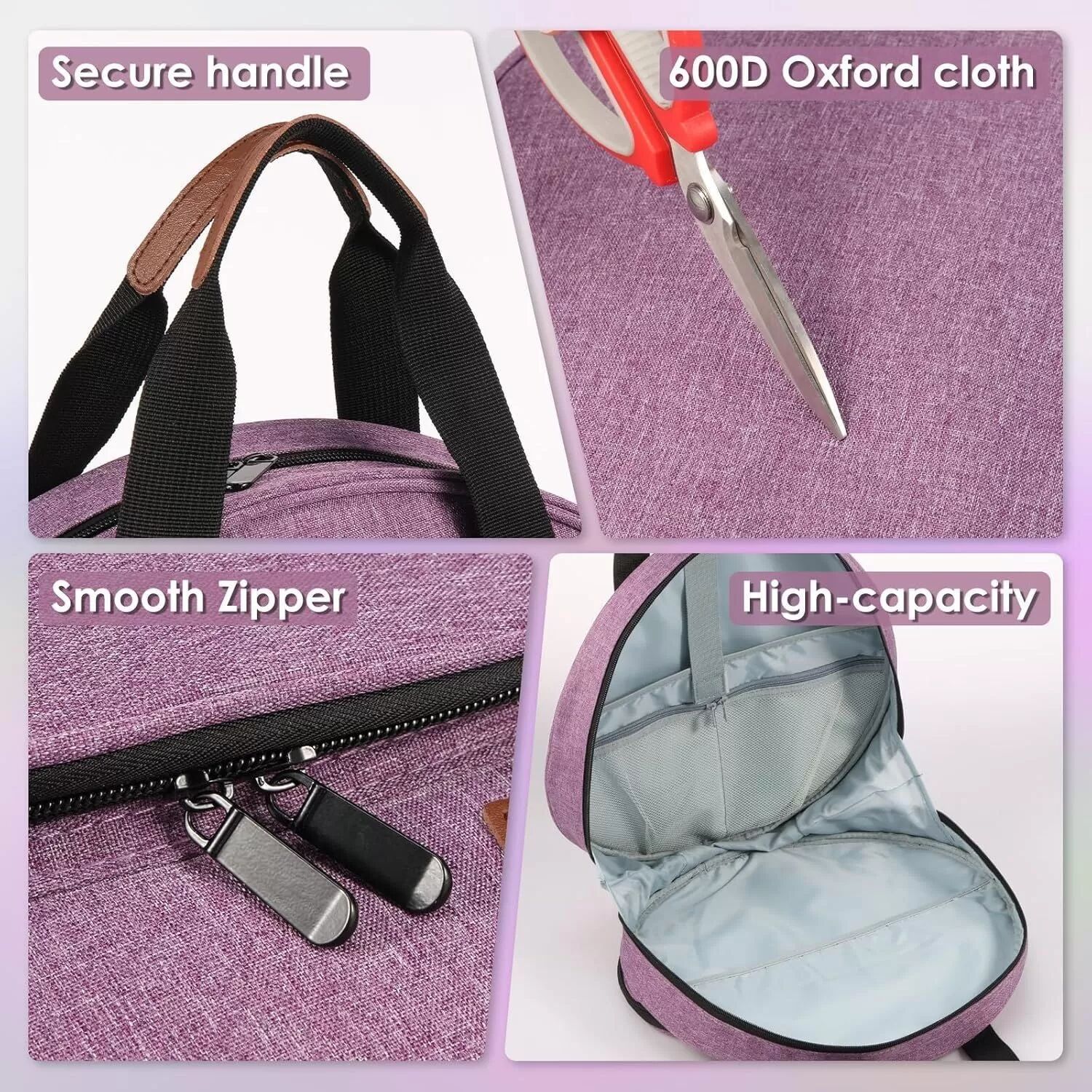 INF Sac Organisateur de Kit de Broderie - Étui de Rangement Portable pour Point de Croix Violet