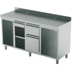 Virtus Kaffeemaschinentheke 2000x700 mm mit Schublade, Kaffeesatzschublade, Abfallbehälter, 2 Gerätefacher (EEZ0003)