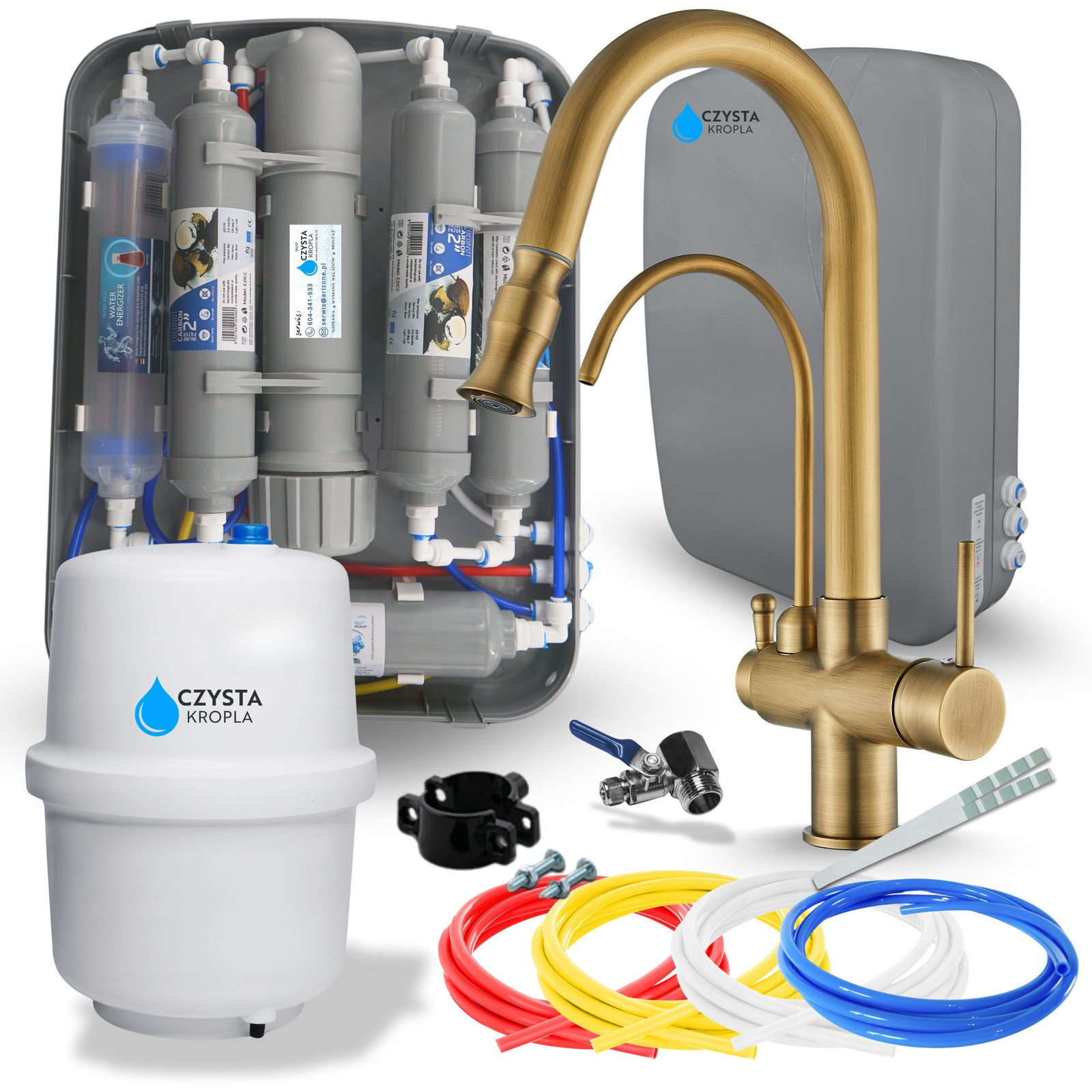 Ari Parma Keukenmengkraan Monomandkraan met Ro7 Slim 7-traps Waterfilter, Geborsteld Goud