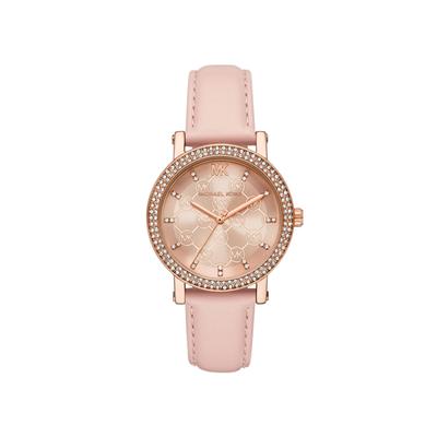 Quarzuhr MICHAEL KORS "COREY", rosa, Armbanduhren, Damen, Quarzuhr, Armbanduhr, Damenuhr, Lederarmband, analog, Glassteine