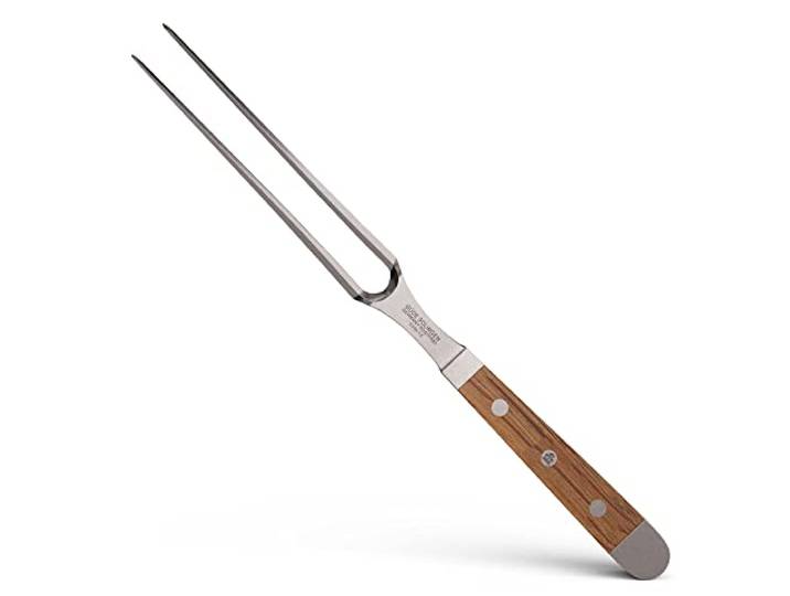 GÜDE Solingen - Fleischgabel geschmiedet, 18 cm, Fasseichenholz, ALPHA FASSEICHE, Doppelkropf, Handmade Germany