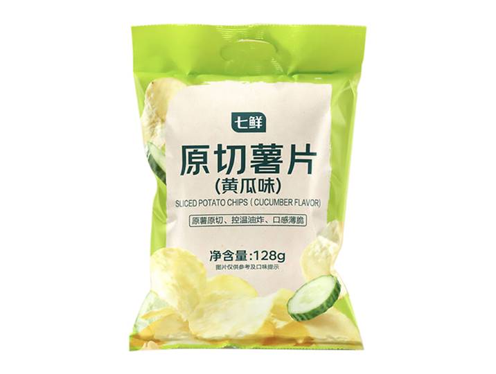 7FRESH Origineel gesneden aardappelchips 128 g (komkommersmaak)