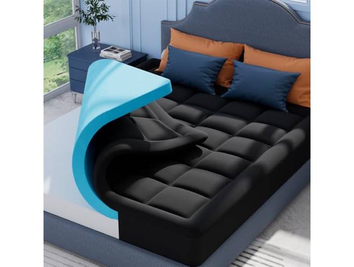 ELEMUSE Gel Matratzen Topper 120x200cm, H3-schwarz，7cm Höhe Topper mit waschbarem flauschigem Bezug und Gelschaum – für Boxspringbetten, unbequeme Betten und Schlafsofas