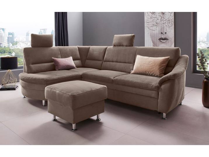 Ecksofa, Braun, 250x175 cm, Luxus-Microfaser, Mit Bettfunktion & Schubkasten, Modern
