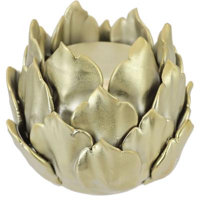 Kerzenhalter I.GE.A. "Artischocke, Stumpenkerzenhalter aus Keramik, Höhe ca. 11 cm", gold (goldfarben), H:11cm Ø:12cm, Keramik, Kerzenhalter, Kerzenhalter, passend für eine Stumpenkerze mit Ø 6 cm