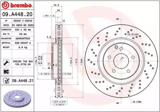 BREMBO 09.A448.21 Brake disc
