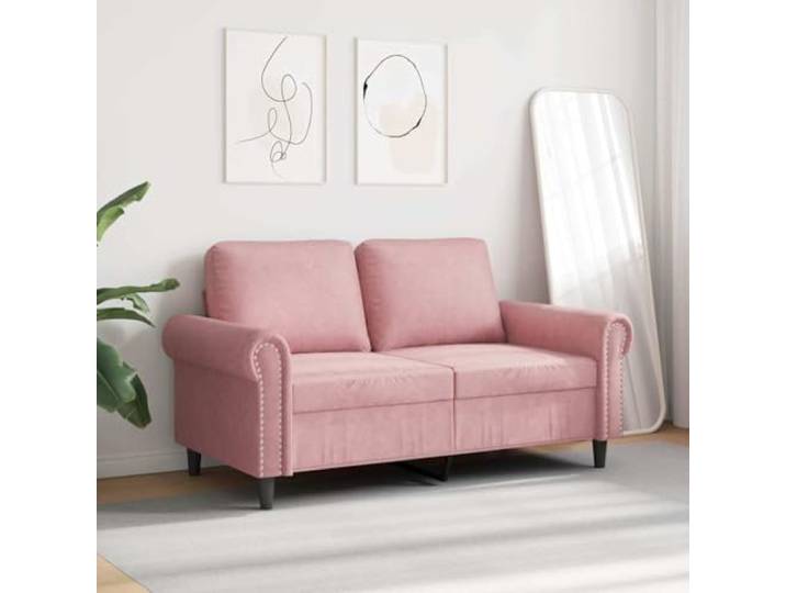 KTHLBRH 2-Sitzer-Sofa, Rosa, 120 cm, aus Samt Robustes Metallgestell, Polsterung aus Schaumstoff, modernes Design, 110 kg pro Sitzfläche