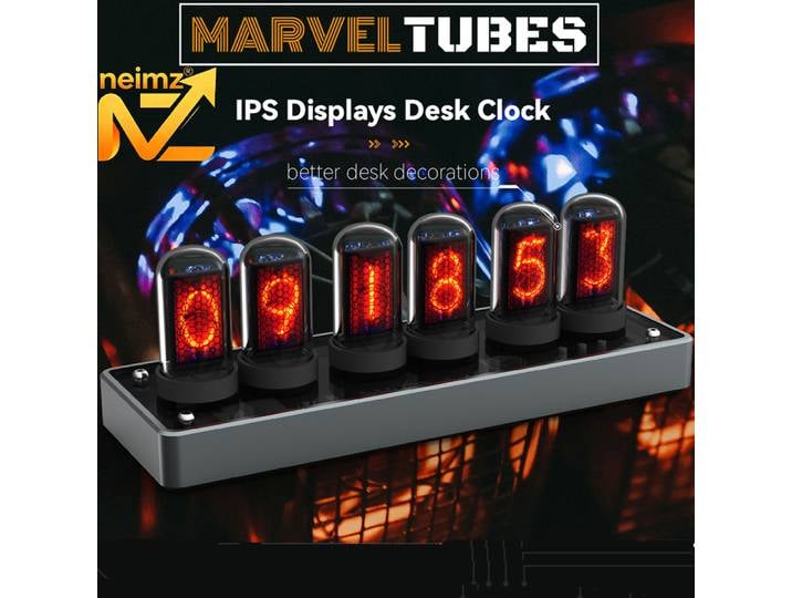 Version originale de luxe, contrôle WIFI, réveil à Tube IPS Nixie avec lumière RGB colorée, visages et images d'horloge à faire soi-même. Idée cadeau