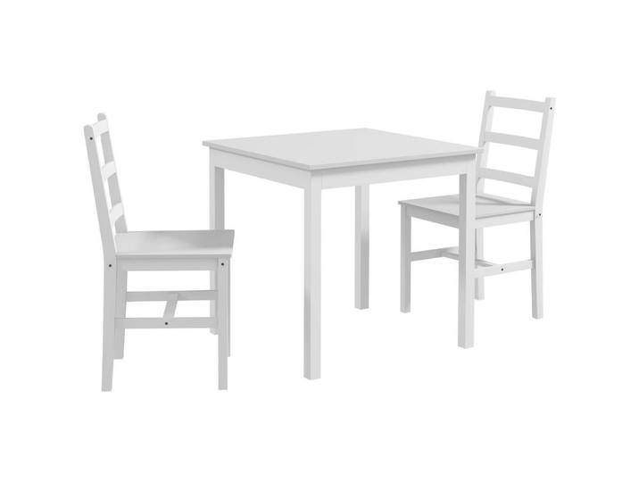 Homcom Essgruppe 3er-Set, Esstisch mit 2 Stühlen, Küchentisch-Set für 2 Personen, Holz, Weiß, 75x75x75 cm, Esszimmer, Bänke, Tischgruppen & Eckbankgruppen