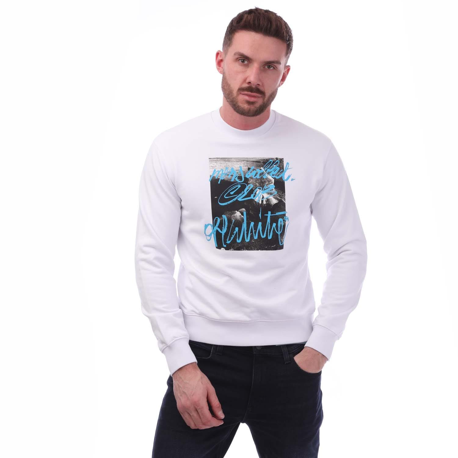 Heren Off White Rocks Type Slim Crewneck Sweatshirt in Wit Zwart