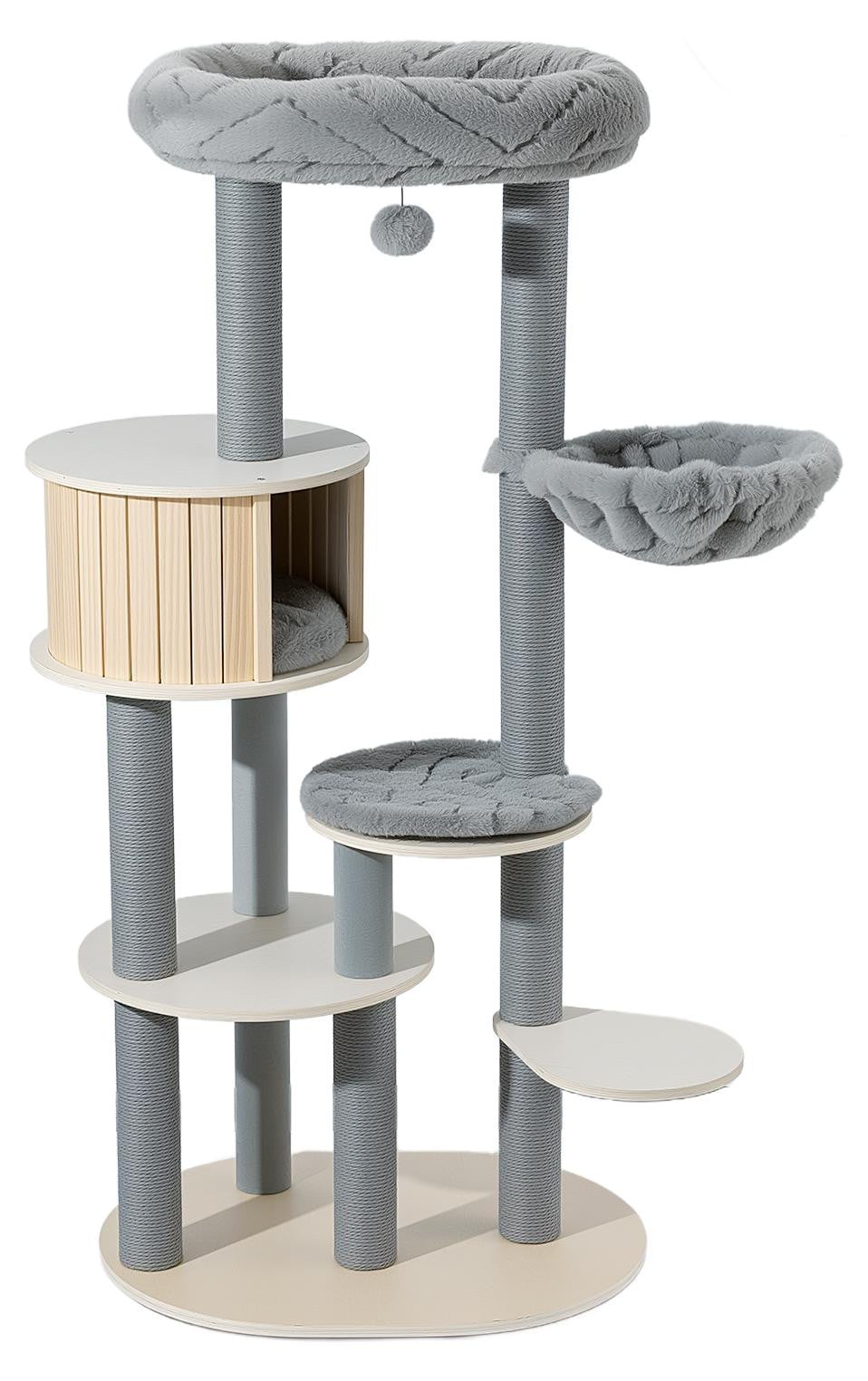Fudajo Urban Studio Krabpaal - 163 cm - Grijs - met Kattenhuis, Hangmat en Kattenbed