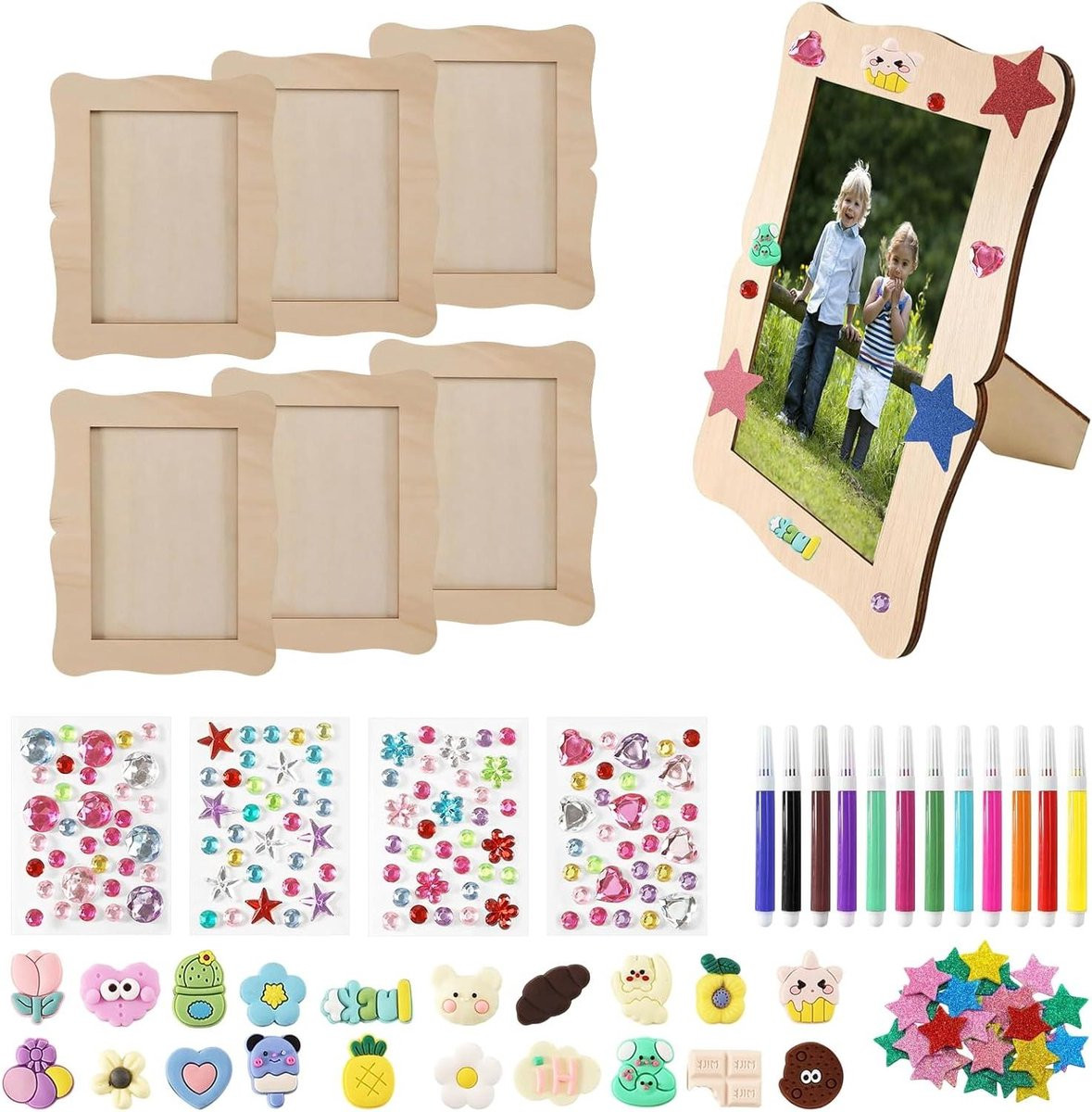 Houten Fotolijsten Knutselset voor kinderen met kleuren, 14 x 19 cm