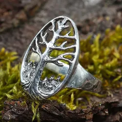 Drachensilber Lebensbaum 925 Silber Ring Schmuck Silber Damen Mädchen Silbering 58 - Silber
