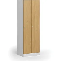 Metallspind S1, 2 Abteile, 1850 x 600 x 500 mm, Zylinderschloss, laminierte Tür, Buche