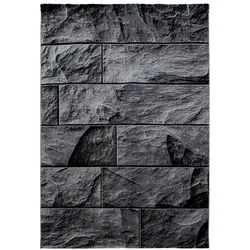 Teppich Schlafzimmer Steine Elegant Waschbar Strapazierfähig Wohnzimmer Esszimmer Pflegeleicht Schwarz 200x290 cm – DRAU von Kadima Design