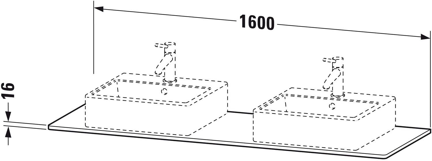 Duravit XSquare Konsole 160 cm, mit zwei Ausschnitten