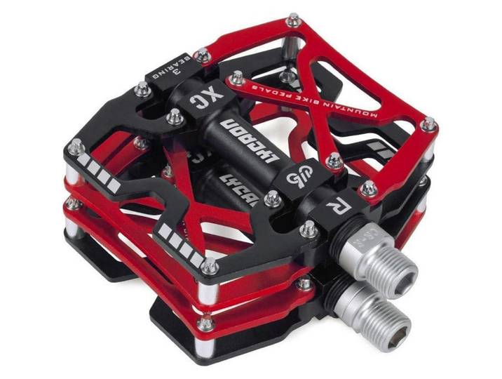 Fahrradpedale MTB rutschfest CNC Aluminiumlegierung rot, Mehrfarbig, Metall, 10.5x2.5x11.5 cm, Freizeit & Co, Sport & Fitness, Fahrräder, Fahrradzubehör