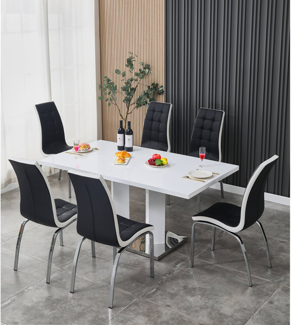 Metro Knauer 6 - Person Dining Set White/Black 6