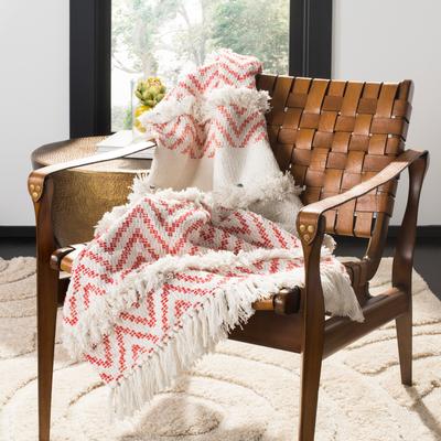 SAFAVIEH Sydney 50 x 60 Inch Cotton Chevron Throw, Orange