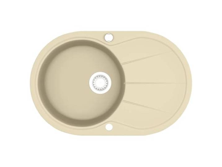 vidaXL Évier de cuisine Granit Seul lavabo Ovale Beige