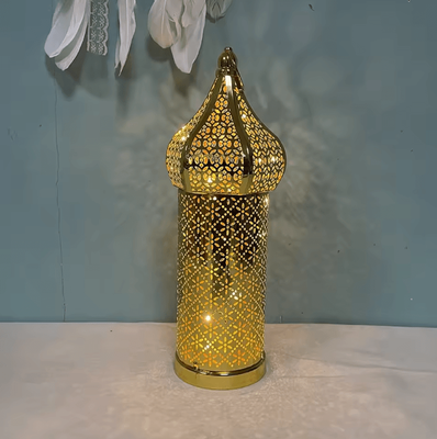Inspire Curations Elegant Moroccan Gold Lantern Hollow Iron Ramadan Light For Warm Home Ambiance m