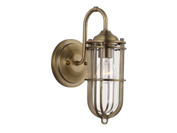 Applique murale en acier et verre finition bronze antique foncé