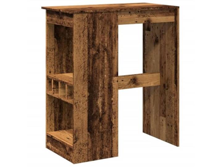 HAQWRDQSG Bartisch mit Weinregal 90x47,5x103,5 cm Altholz-Optik Schmaler Hochtisch aus Holzwerkstoff mit 4 Weinflaschenhaltern, ideal für Küche und Essbereich im Vintage-Design.