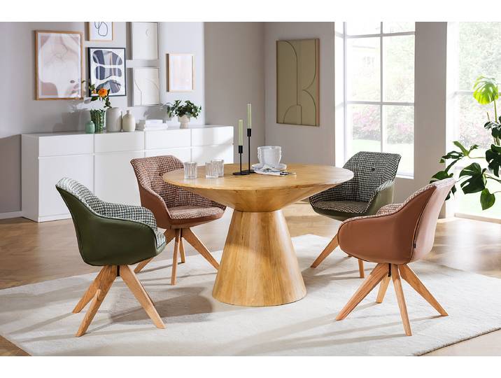 Chaise à accoudoirs pivotante LIBBO x2 58 x 81 x 65cm Cuivre/Marron rouille Chêne naturel