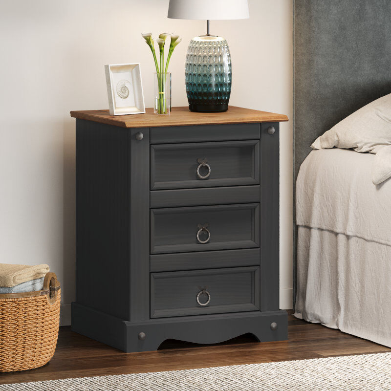 Brambly Cottage Gennep 45cm W Solid Wood Bedside Table Gray 64cm H X 45cm W X 35cm D