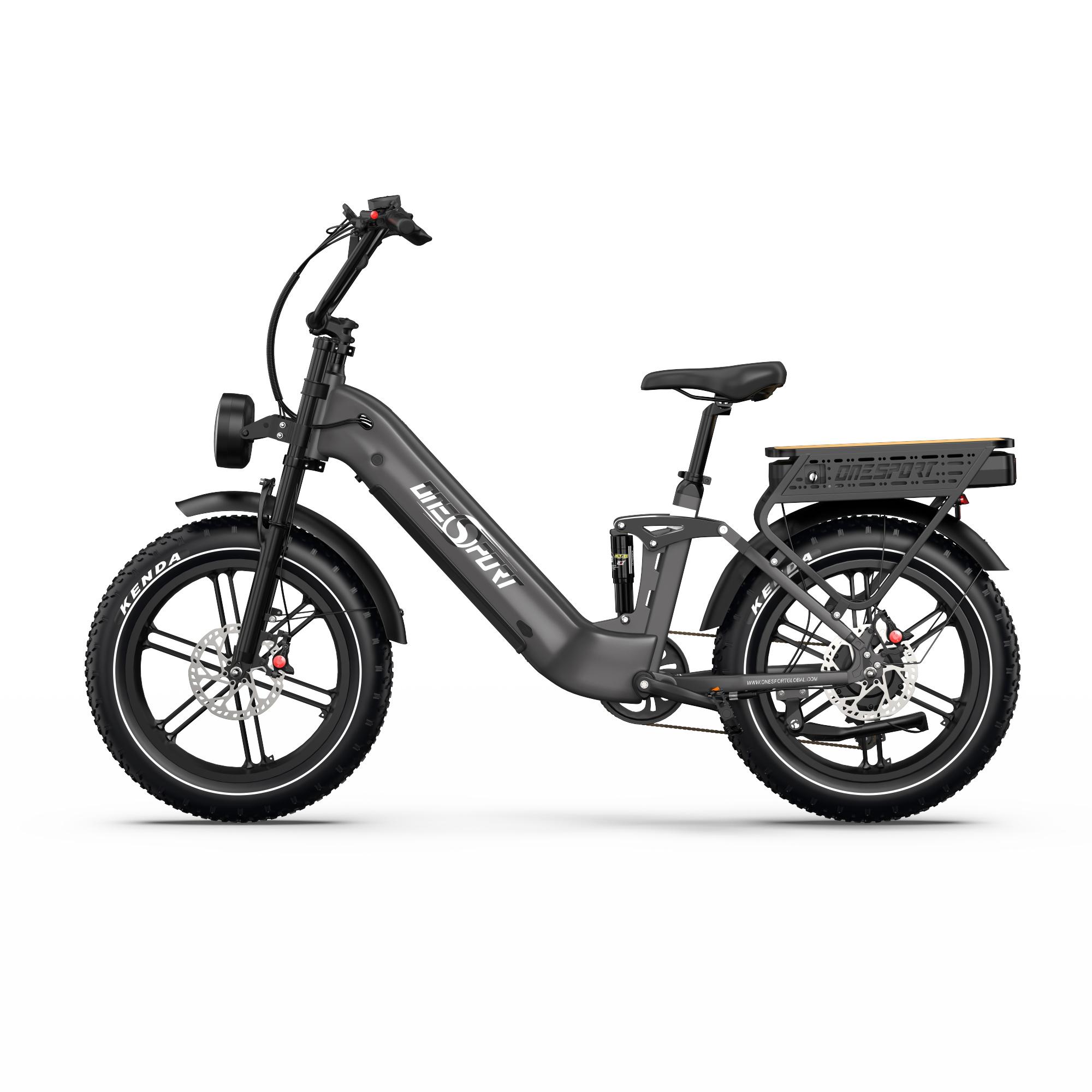 Onesport 20 Zoll Elektrofahrrad Pedelec, Doppelbatterie 48V/18Ah ,250W Motor,grau