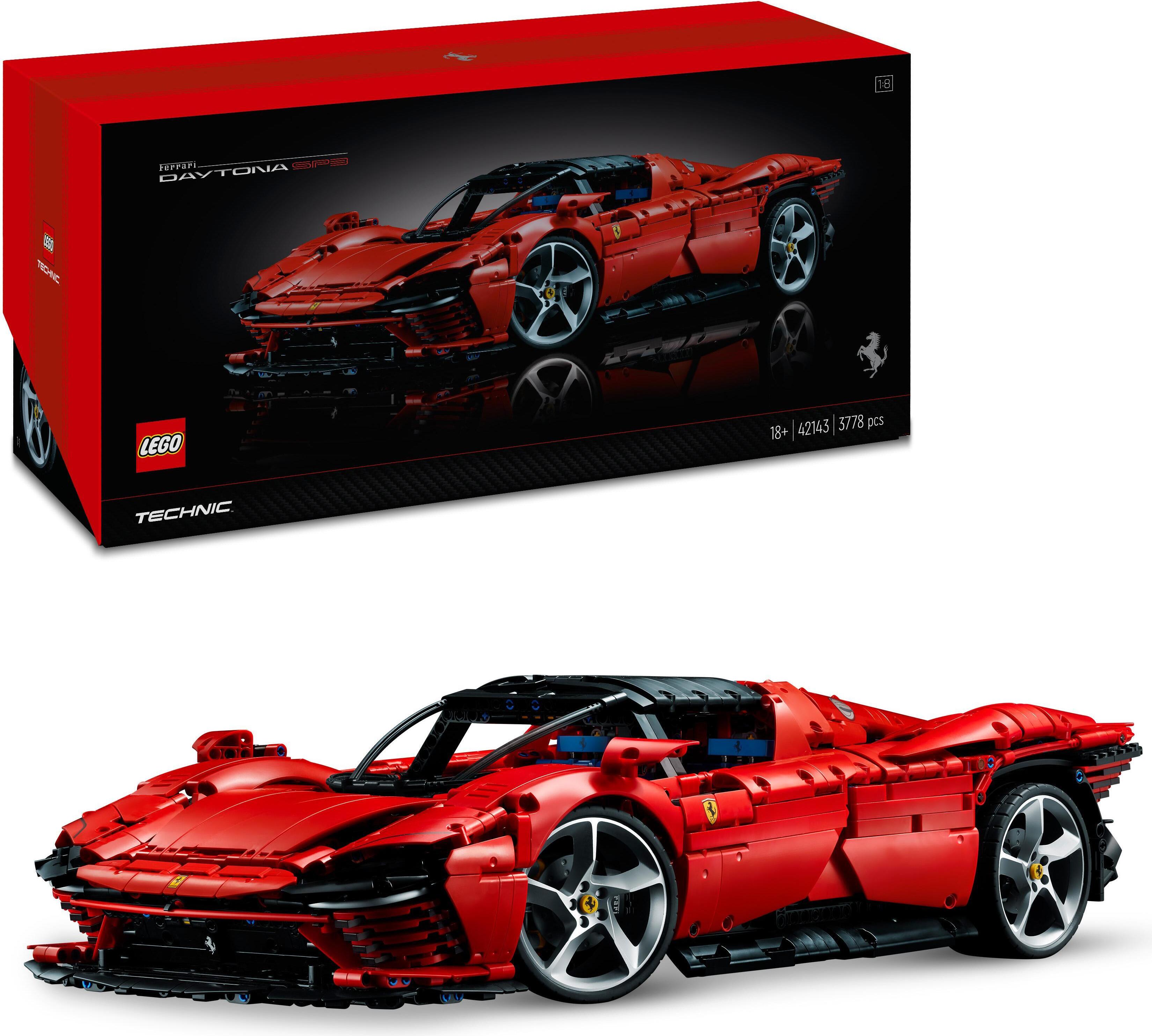 LEGO 42143 Technic Ferrari Daytona SP3 Modellauto-Bausatz im Maßstab 1:8, roter Super-Sportwagen, erweitertes Auto-Modell Sammlerstück, Ultimate Car Concept