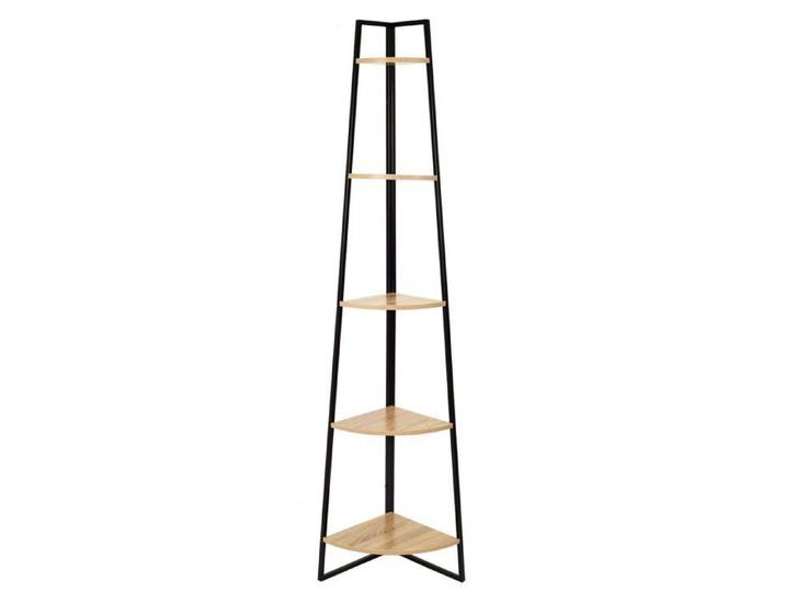 Toilinux - Etagère d'angle 5 niveaux en MDF et métal - Noir et beige