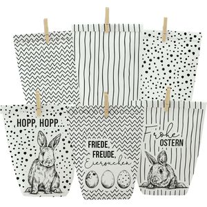 Papierdrachen Geschenktüte 060-021-002 Ostern, Bodenbeutel mit Holzklammern, 14 x 22 cm, 12 Stück